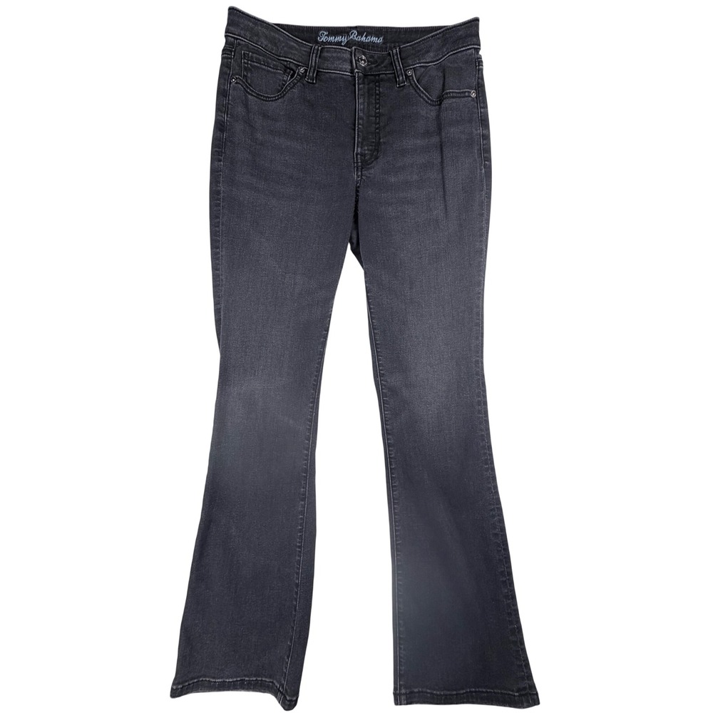 Tommy Bahama Womens Bootcut Jeans Dark Gray Faded Wash‎ Mid Rise 31x29